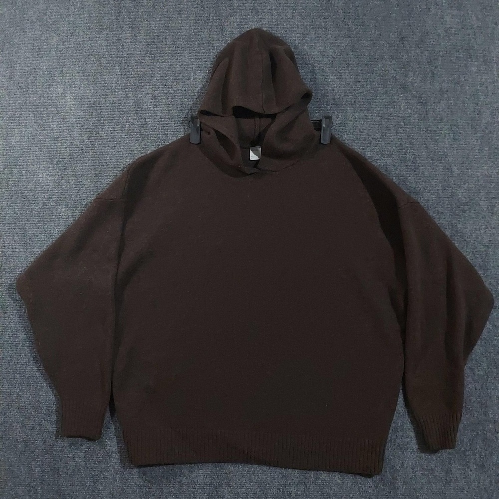 Gilly Hicks Sweater Womens Medium Brown Hooded Knit Pullover Long Sleeve